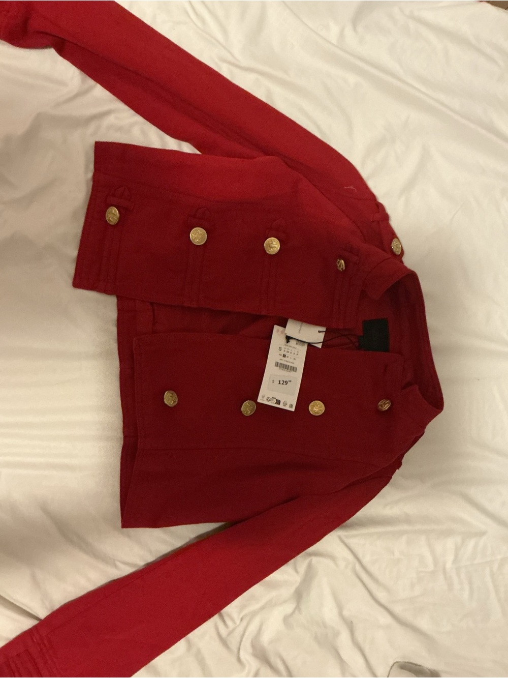 Red ZARA NWT Jacket with Gold Accent